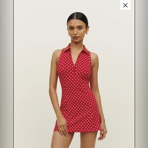 Reformation Red and White Polka Dot Mini Dress